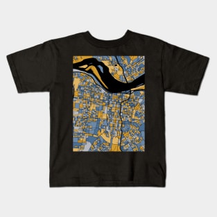 Louisville Map Pattern in Blue & Gold Kids T-Shirt